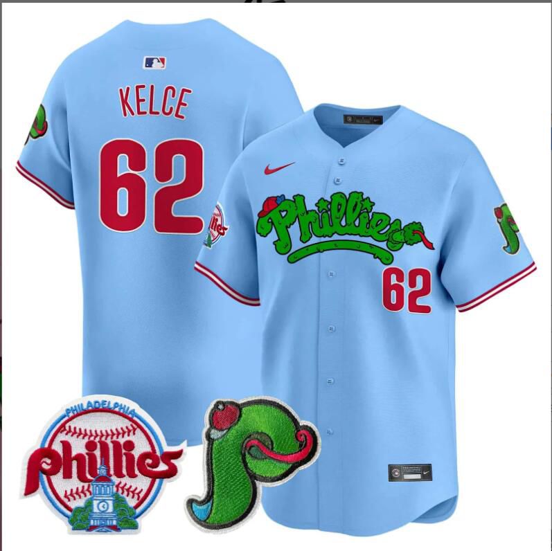 Men Philadelphia Phillies #62 Kelce blue Limited 2024 MLB Nike jersey